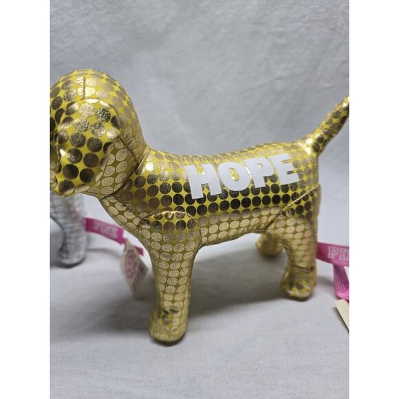 Victoria Secret PINK Dog Mascot Plush Lot of 2 Metallic Circle Printed- NWT - Picture 4 of 15